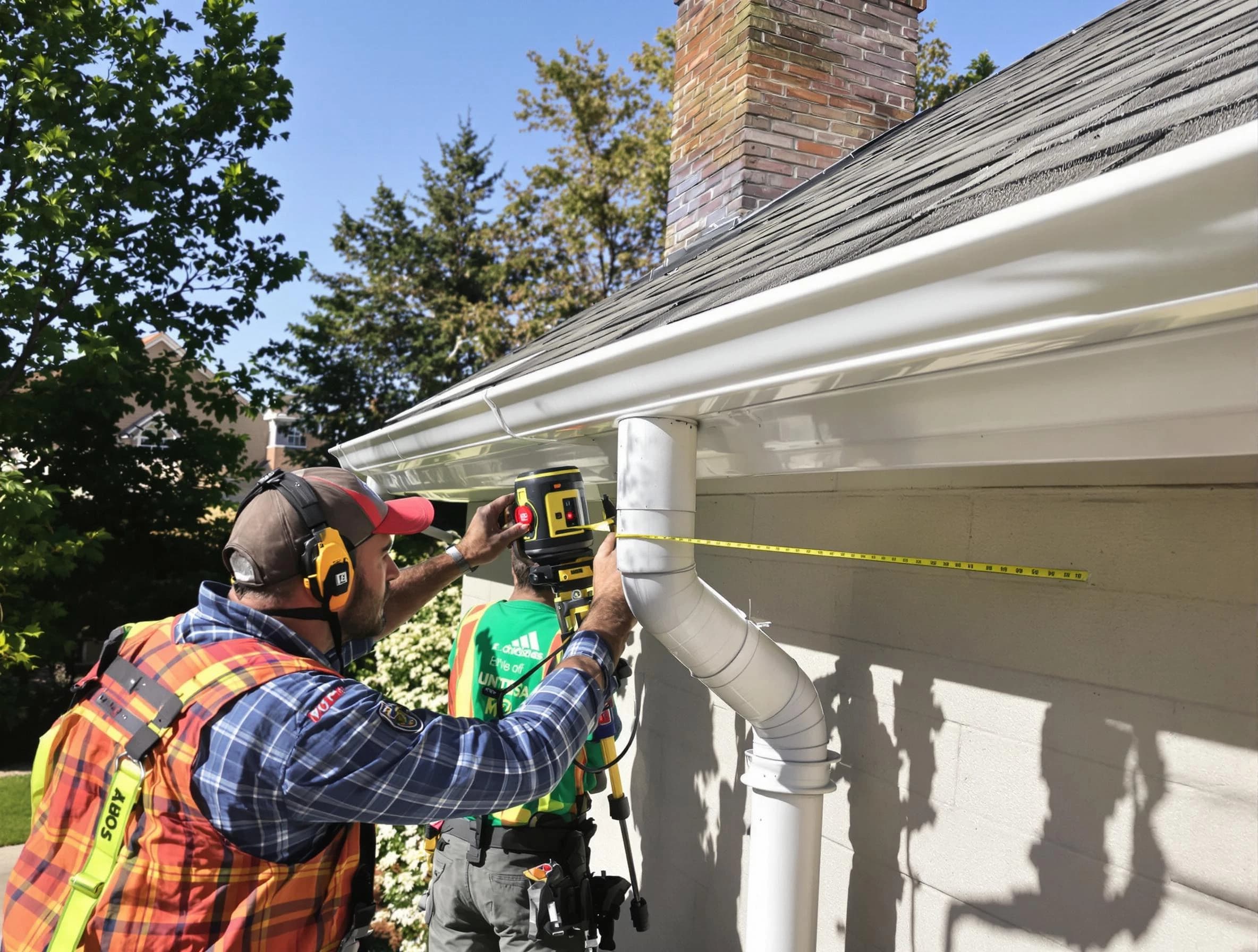 Elyria Roofing Company installing downspouts at a property in Elyria, OH