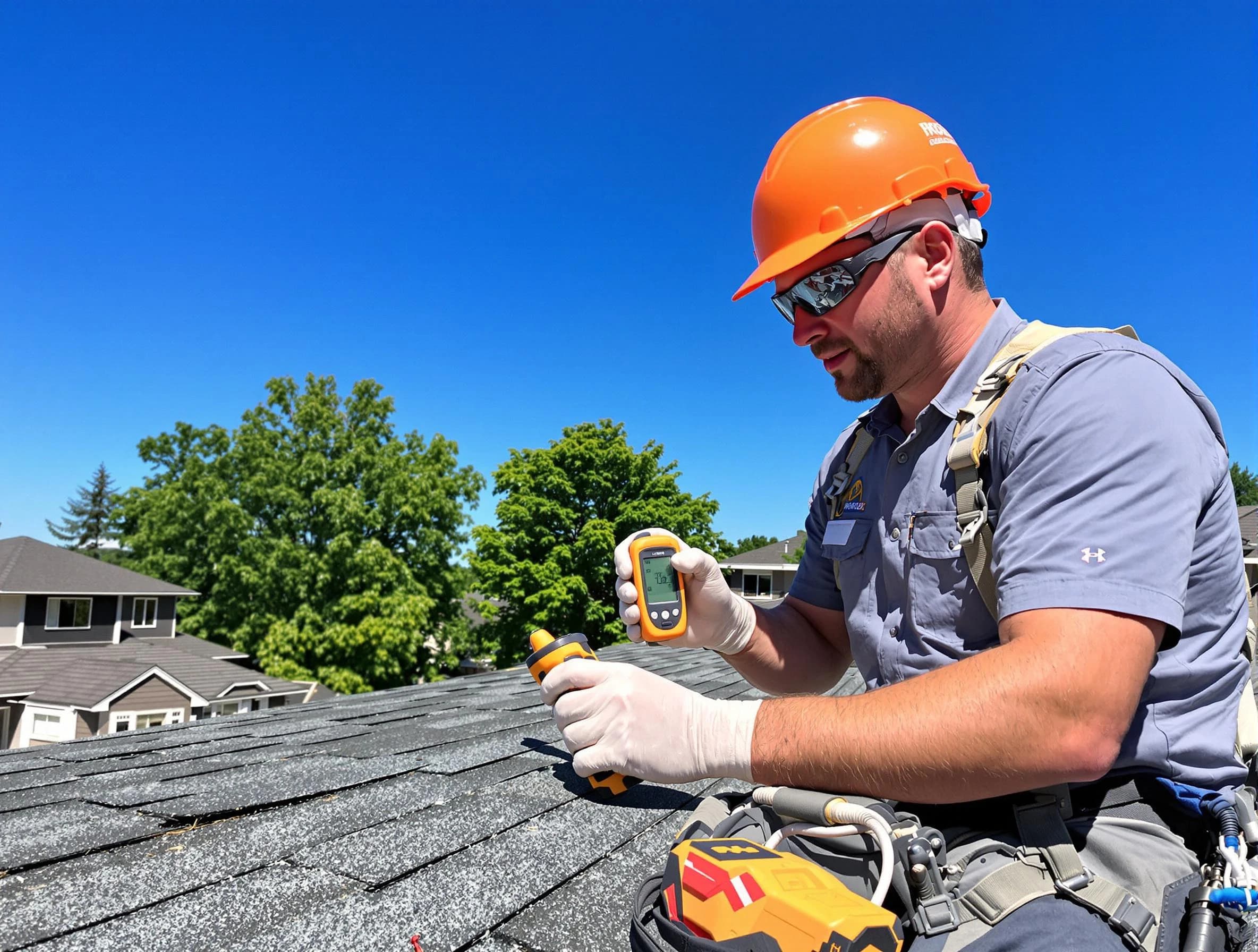 Elyria Roofing Company conducting a roof inspection in Elyria, OH
