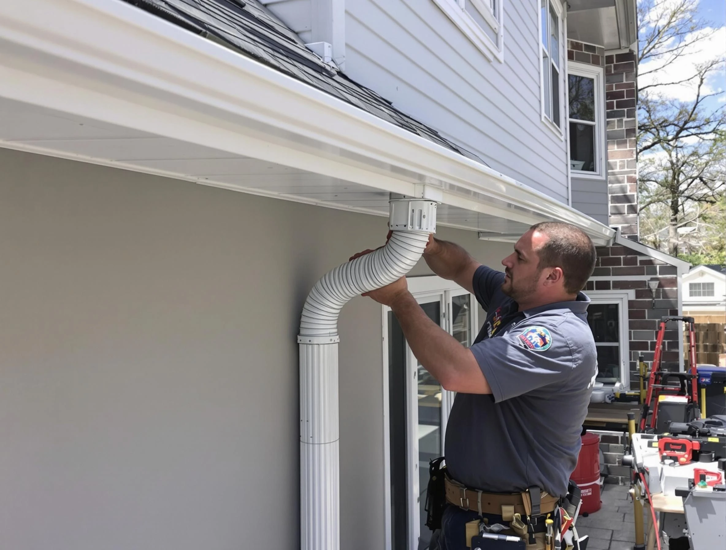 Downspouts installed by Elyria Roofing Company to guide water away in Elyria, OH
